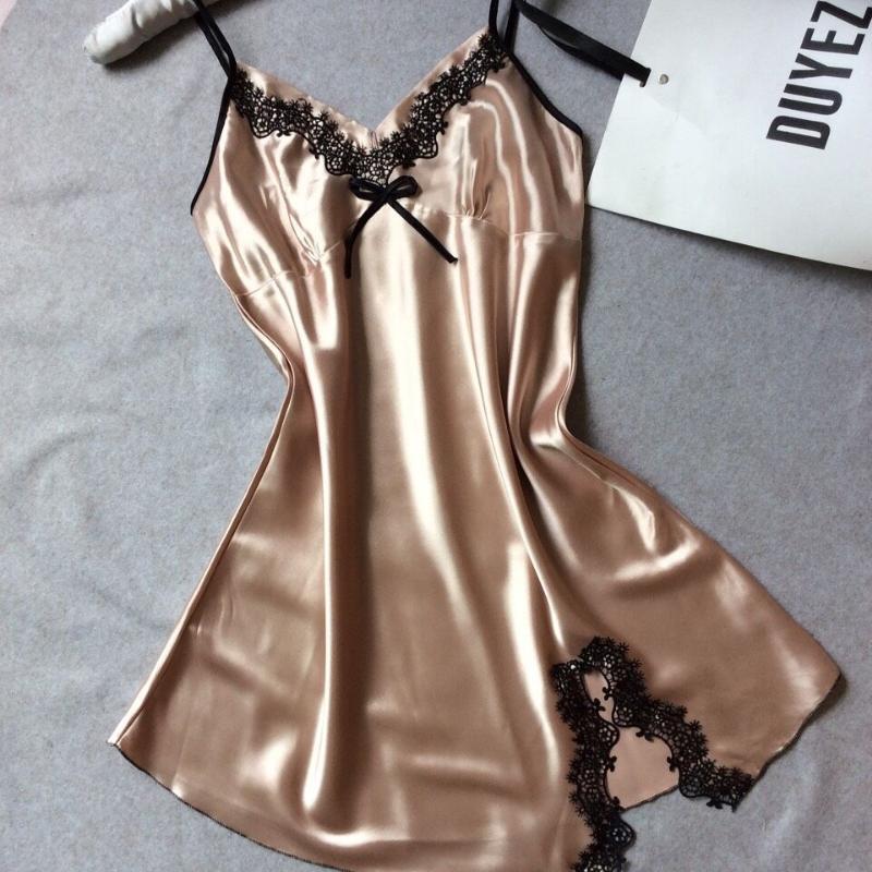 Satin Suspender Dress Pajamas Women Summer French Vintage Elegant Classic Basic Casual Mini Dress Homewear Chic