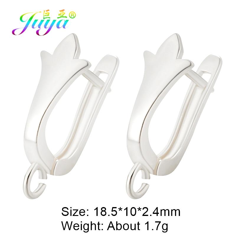 Juya Women Earrings Accessories 4 8Pcs/Lot Gold Silver Plated Shvenzy Ear Wire Fixture Fastener Bale DIY Earring Hooks Clasp
