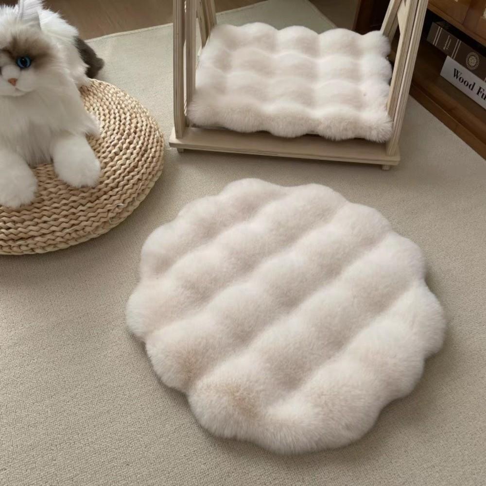 Puppy Nest Mat Warm Cat Plush Nest Fleece Non-Slip Dog Sleeping Pad Round Soft Pet Bed Mat for Cats and Dogs