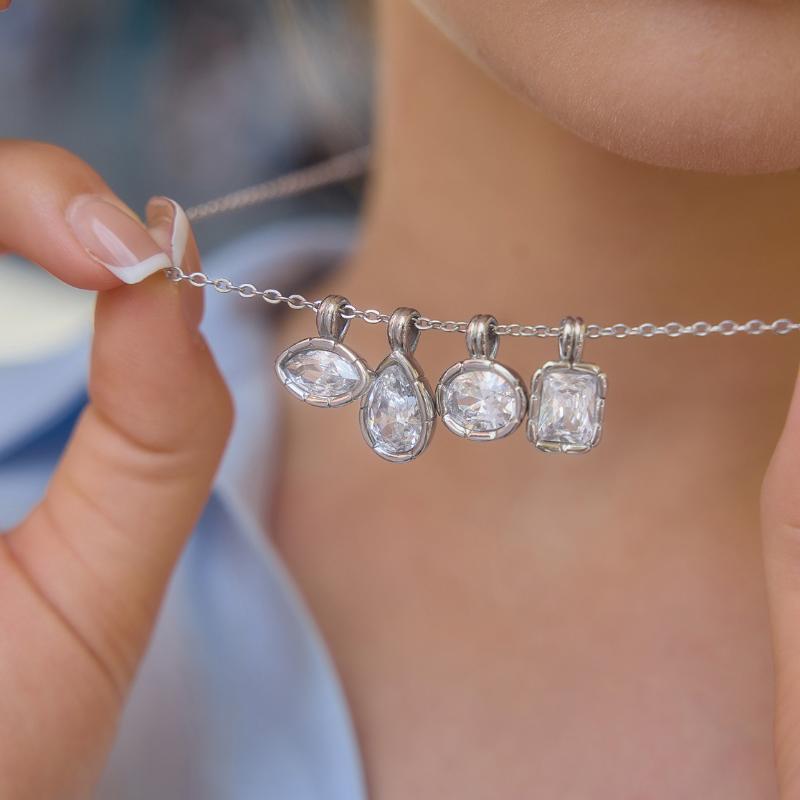 Minimalist Geometric Zircon Pendant Necklace Gold PVD Plated Trendy Jewelry for Women Christmas Gift Idea