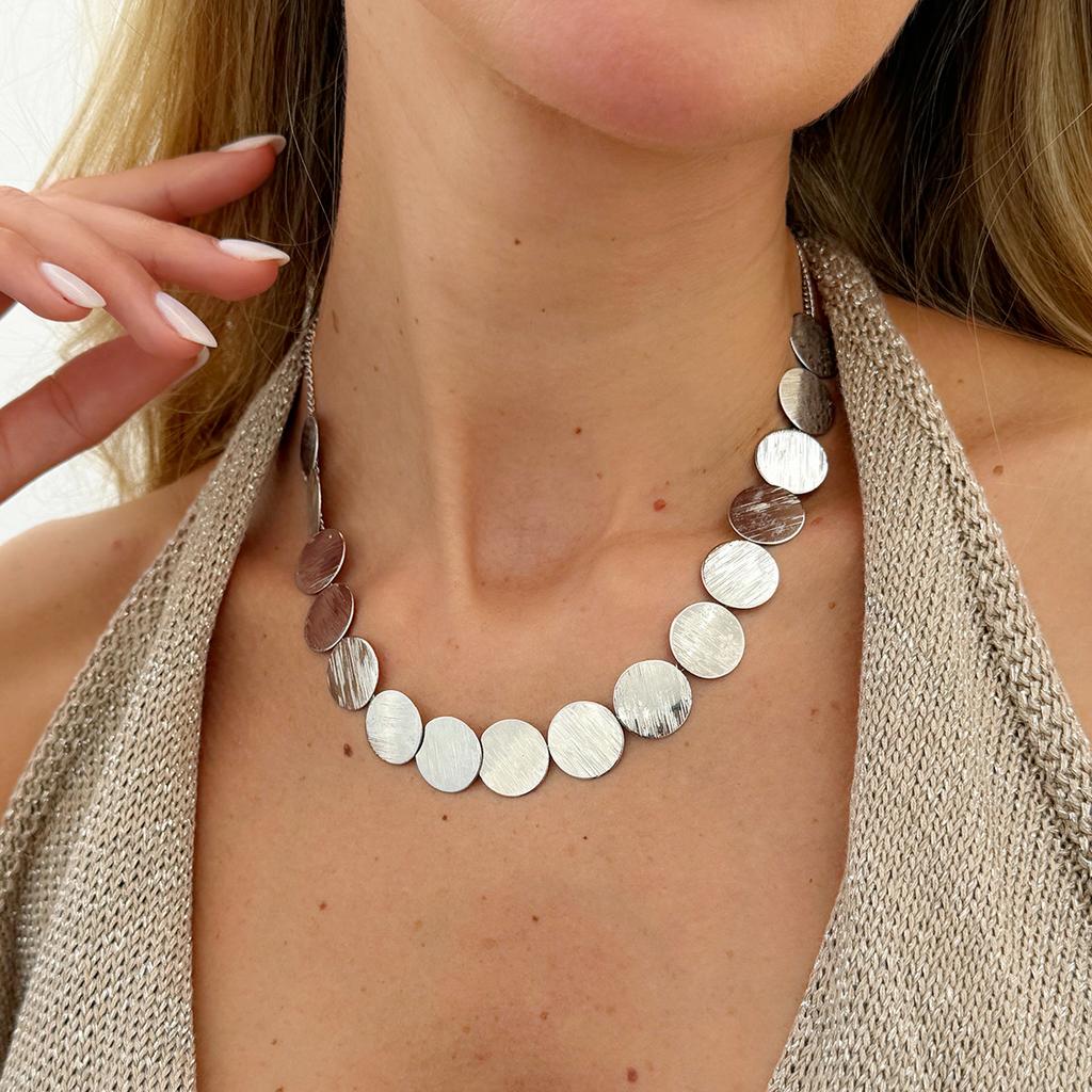 SHIXIN Elegantní kovové flitrové choker náhrdelníky pro ženy Minimalistický geometrický kulatý řetízek na klíční kost Módní šperky na krk Dárky