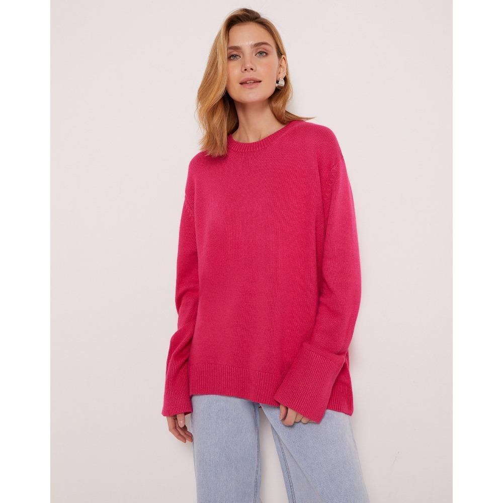 Women Round Neck Loose Knit Sweater, Autumn Winter Casual Soft Pullover Jumper for Ladies