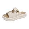 Thick-bottomed cool slippers for women's 2025 summer wear new high-end sense of beauty, heightening letters, one-word beach sandals