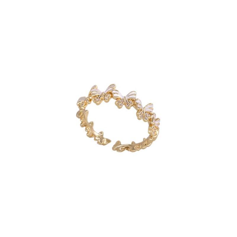 Elegant Enamel Butterfly Flower Adjustable Ring - Stylish, Versatile, High-End Design