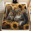 Two Squirrels,pattern Flannel Blanket, High quality Comfortable for All Seasons, Home Decor, Warmth and Comfort, Perfect for Gifts.