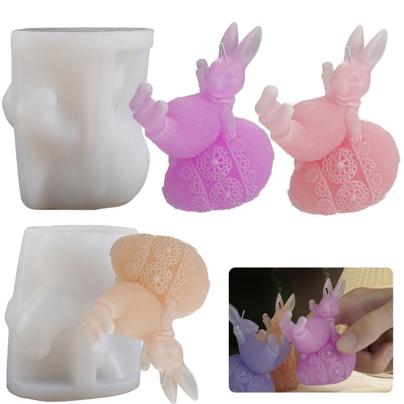 Candle Mold Aromatherapy Candle Mold 3D Bouncing Rabbit Plaster Epoxy Mold for DIY Crafts Soap Present Candle Making
