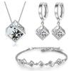 Moissanite Jewelry Cube Zircon Jewelry Sets for Women Necklace Bracelet Earrings Trend Statement Jewelry
