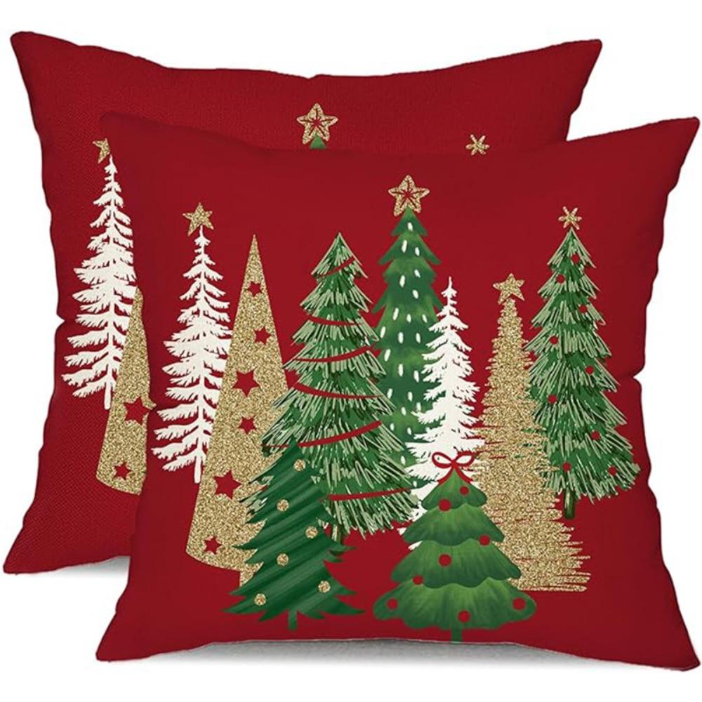 2Pcs 45x45cm Christmas Tree Cushion Cover Luxury Pillow Shell Dacron Throw Pillow Case Children