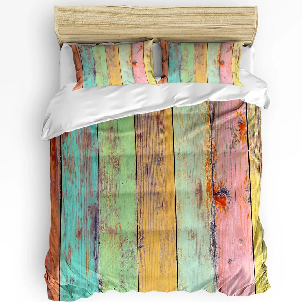 Turquoise Wooden Board Bedding Set 3pcs Boys Girls Duvet Cover Pillowcase Kids Adult Quilt Cover Double Bed Set Home Textile