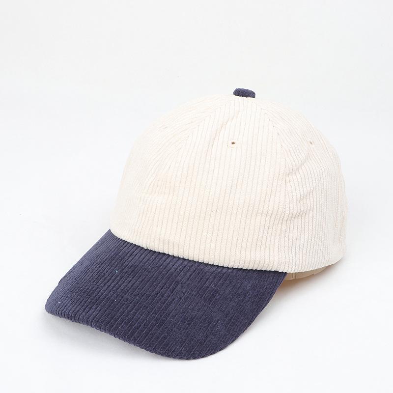Color Blocking Corduroy Baseball Caps for Unisex Couple Street Versatile Snapback Hats for Autumn Winter, Ideal Choice for Gifts