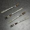 5/10Pcs Multi-Purpose Stainless Steel Fruit Forks, Ice Crack Thickened High-End Dessert Picks, For Family Gatherings And Dining