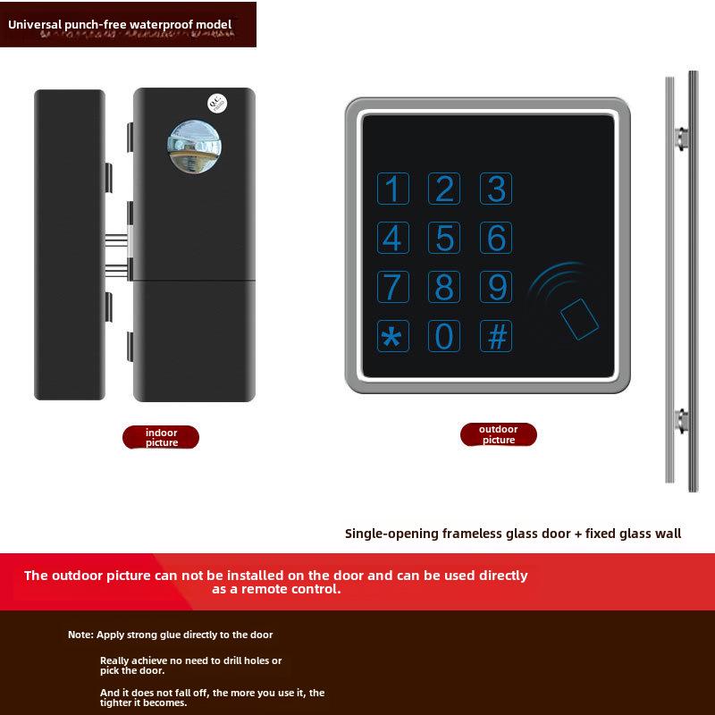 Punch-Free Glass Door Smart Lock: Remote-Controlled Fingerprint Lock for Single & Double Doors