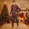 Christmas-print long-sleeve and long-pant matching family loungewear set
