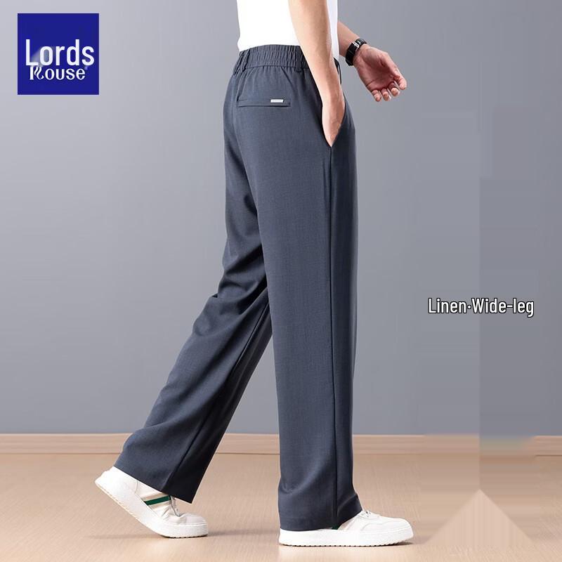 LUOZHI Men s Summer Tencel Linen Wide-Leg Cool-Touch Pants 3XL