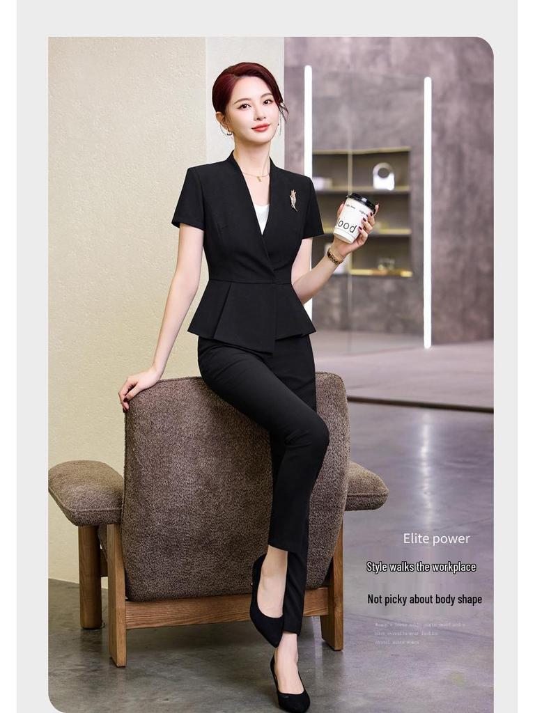 Women's High-End Professional Short-Sleeve Suit for Jewelry Store or Salon Receptionists