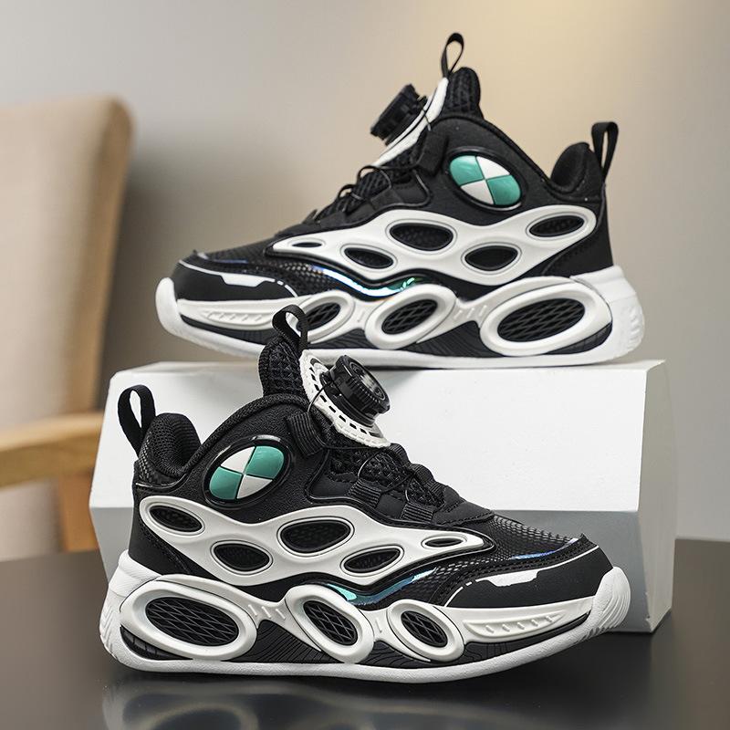 Children's basketball shoes boys 2025 spring and autumn new non-slip and wear-resistant professional training boys leather waterproof sports shoes