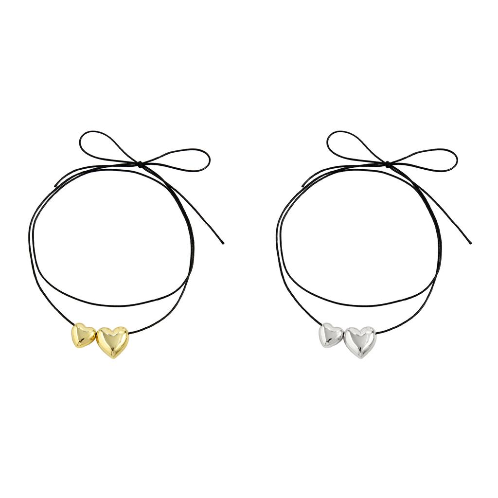 Delicate Love Necklace Adorned with Bowknot Simple Pendant Necklace Elegant Clavicular Chain Jewelry for Fashionistas