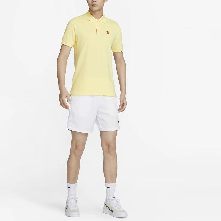 Nike Solid Logo Casual Short Sleeve Polo Shirt Men Tops Lemon-Yellow DA4380-706