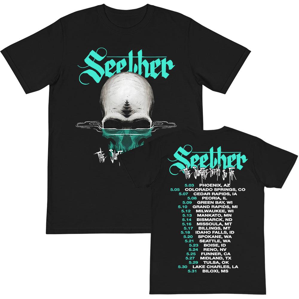 Cotton Tees The Surface Seems So Far Tour 2025 T-shirt Seether Rock Band Printing Tshirts Short Sleeve Summer Unisex Streetwear