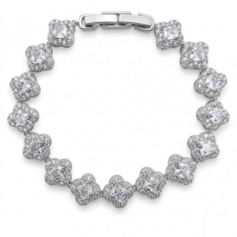 Elegant Brass Zircon Clover Bracelet Women Men Minimalist Fashion Jewelry Hypoallergenic Plated Design 2026 Silver Four-Leaf Clover