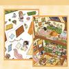 New Warm Little Nest Series Miniature Landscape Sticker PET Large Size Cabin Scene Sticker Stress Relief DIY Toy Game Stickers