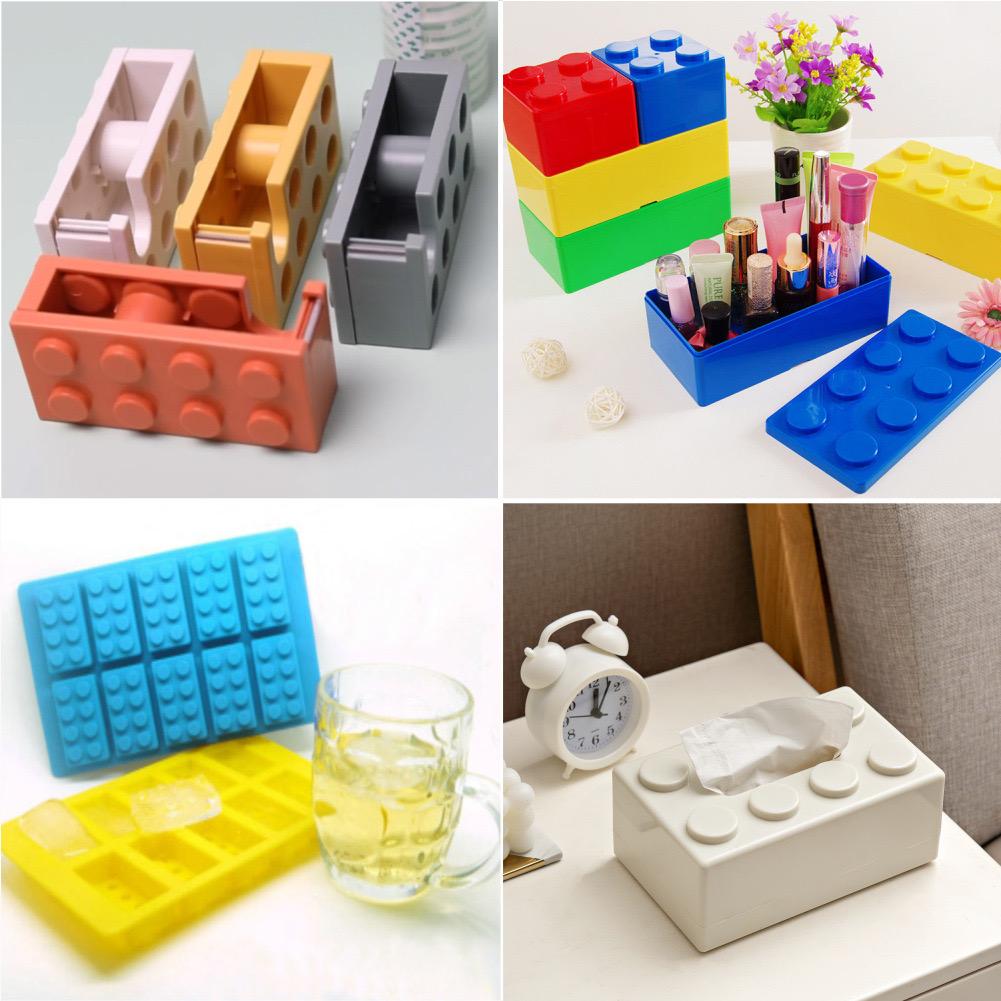 Creative Cartoon Building Blocks Paper Towel Box, Desktop Household Napkins Extraction Paper Storage Box, Spring, 1Pc
