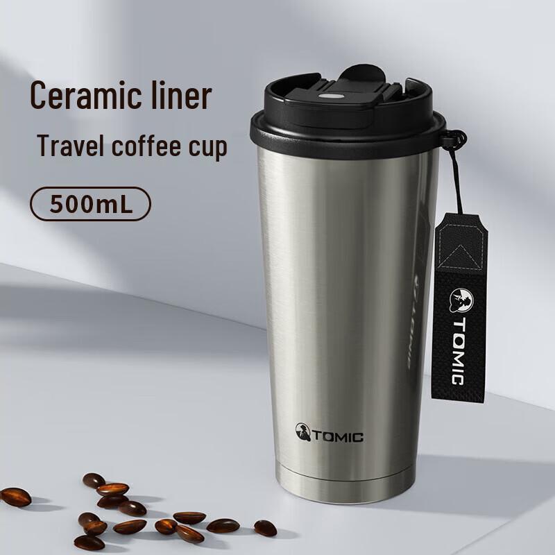 

TOMIC Portable Ceramic Lined Insulated Coffee Travel Mug