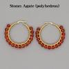 Crystal Earring For Women Boho Jewelry Trendy Natural Stone Pearl Jewellery Bohemian Ear Ring Gold Circle Hoop Earrings