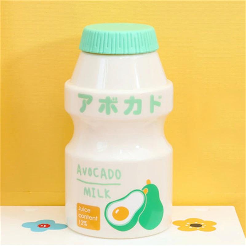 480ml Cute Yogurt Water Bottle Portable Plastic Travel Drinking Bottle Creative Milk Water Cup Carton Shaker Bottle For Kid Girl