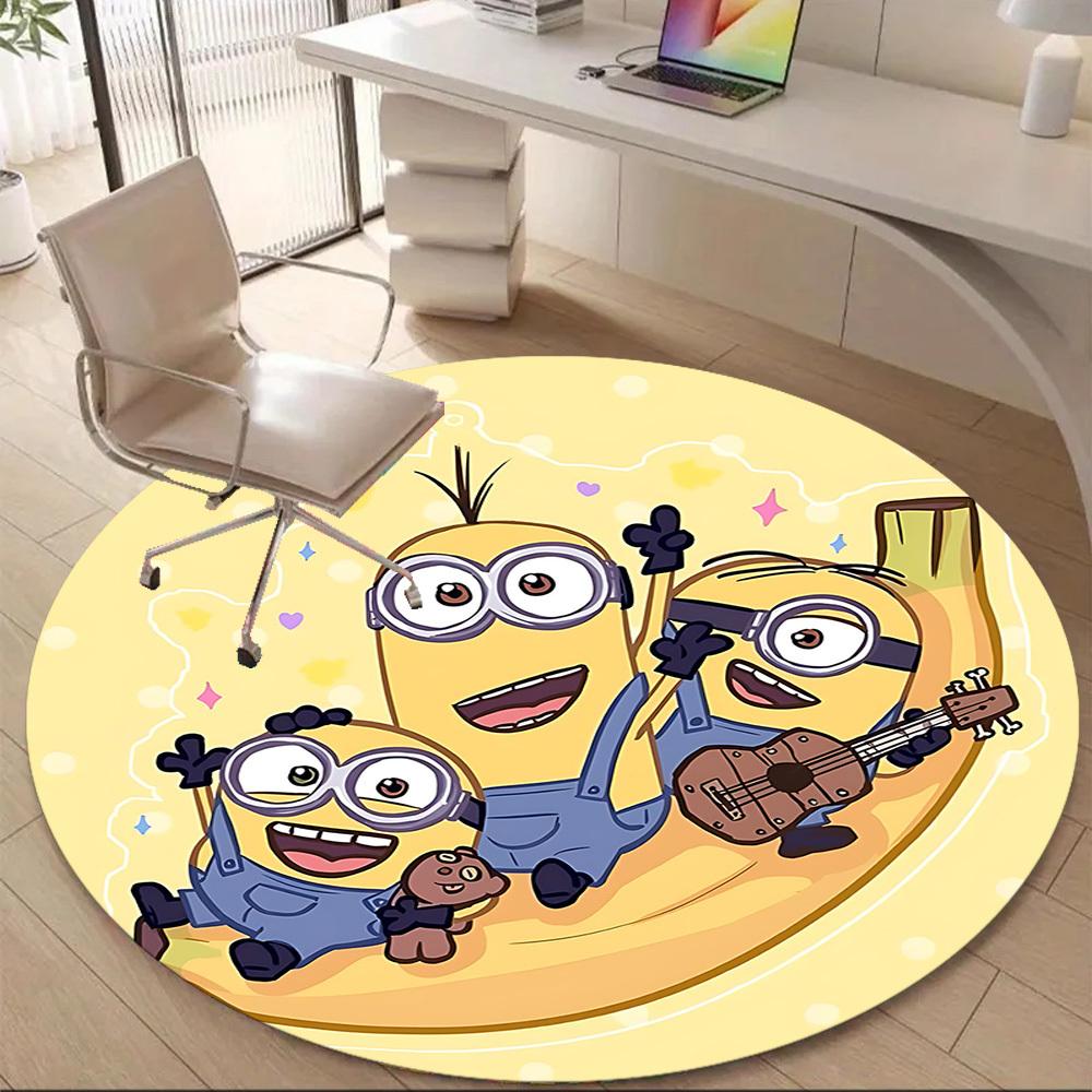 1PC Minions Music Office Round Area Rug, Indoor Mat Suitable For Office, Under Office Chairs Bedroom Living Room Home Decor DT1212011