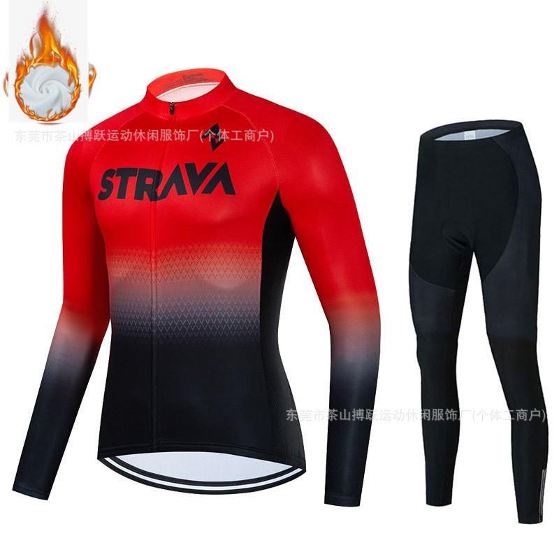 Winter Cycling Jersey Set Long Sleeve Thermal Insulated Bike Riding Suit Team Edition Men Women