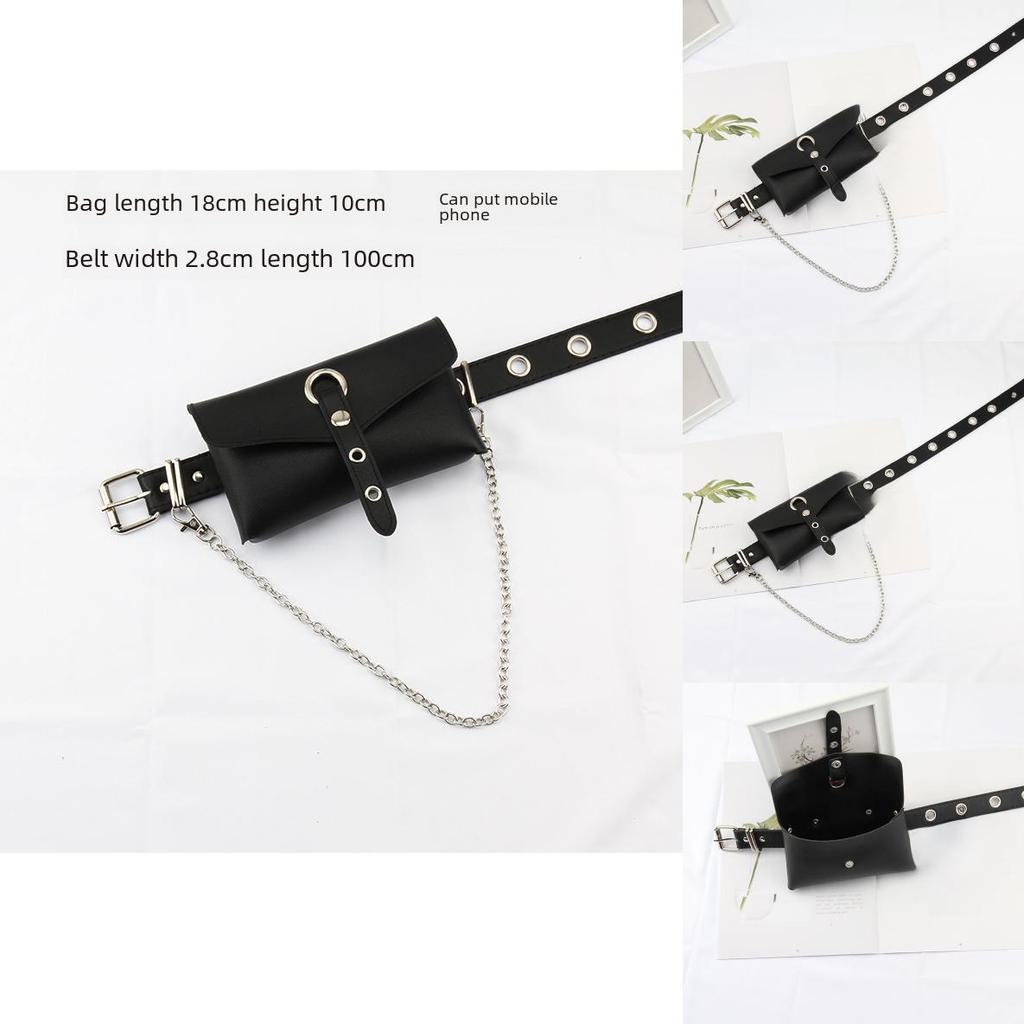 Punk Style Belt For Women With Pu Material And Adjustable Pin Buckle For Fashionable Streetwear