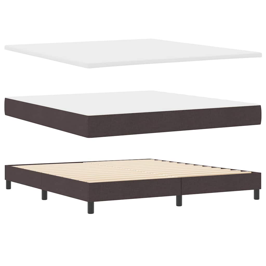 Box Spring Bed with Headboard Dark Brown 180 x 200 cm Fabric