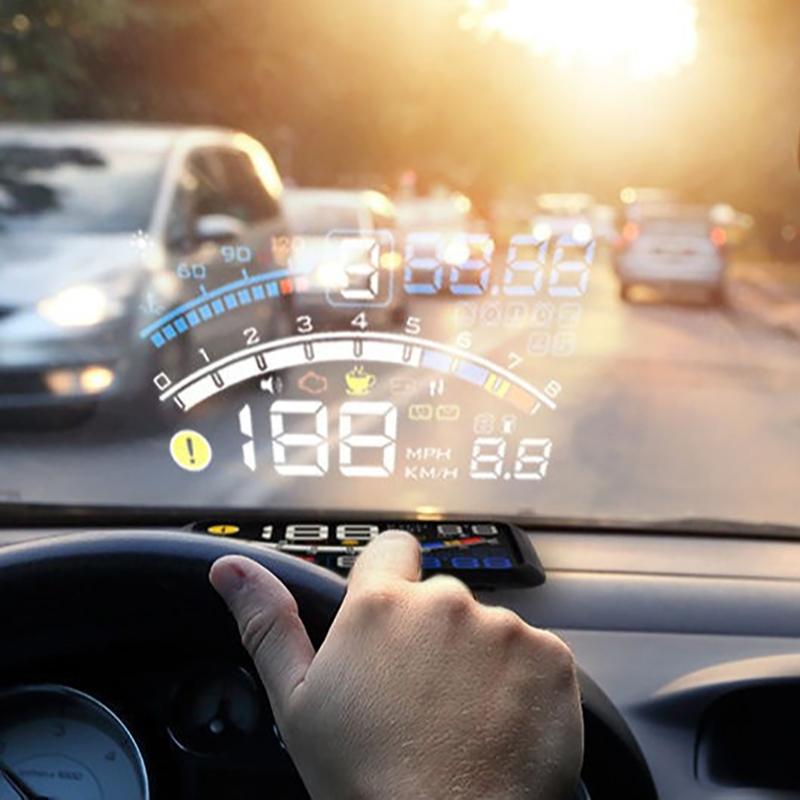 Car Speed HUD With Bracket 5.5 Inch OBD Windshield Projector Speedometer Gauge Display Voltage Coolant Temperature Monitor Truck