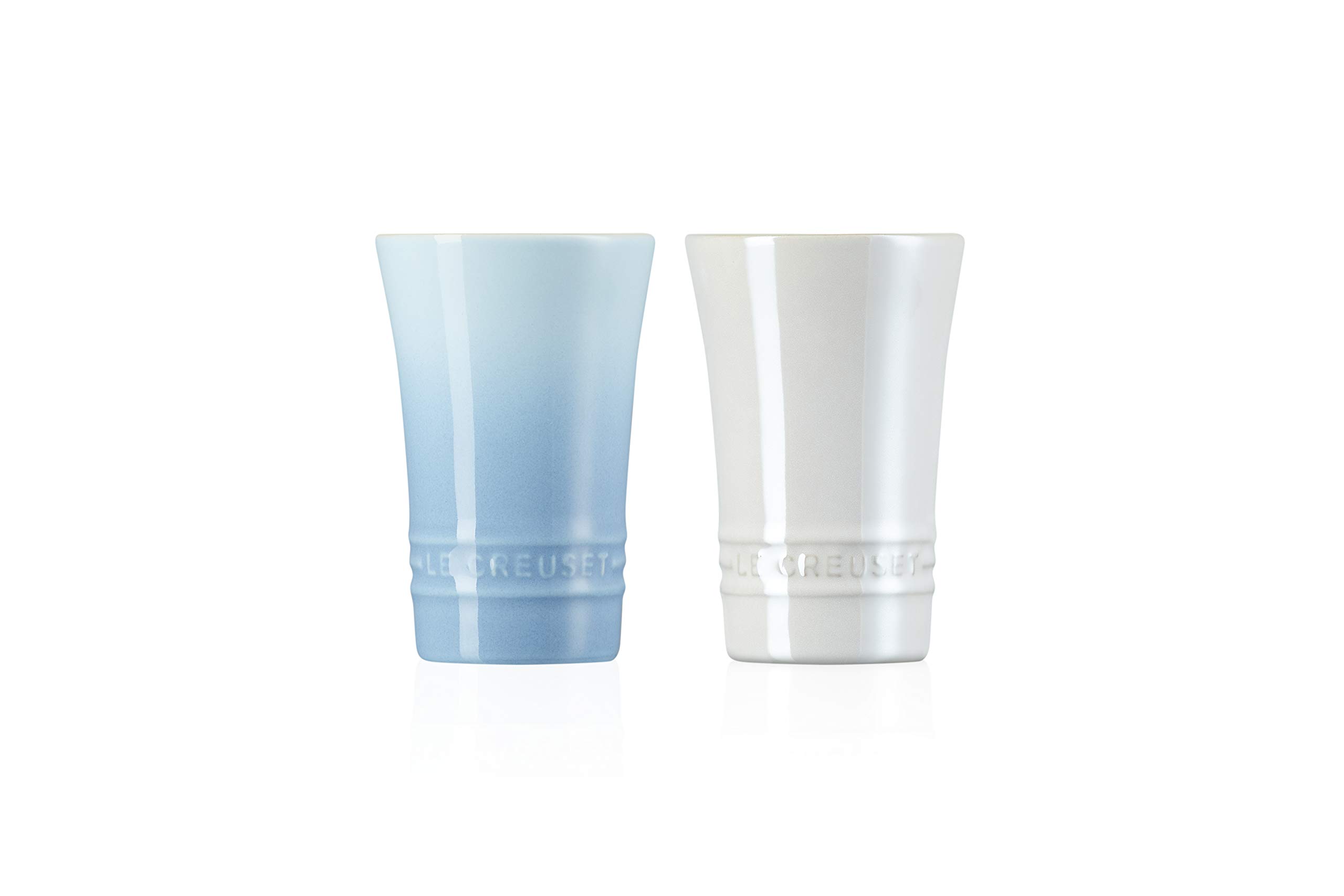 

Le Creuset Pair Slim Tumblers, 170ml, Coastal Blue with White Lustre, Heat and Cold Resistant, Microwave and Oven Safe, Set of 2, Wedding Gift,