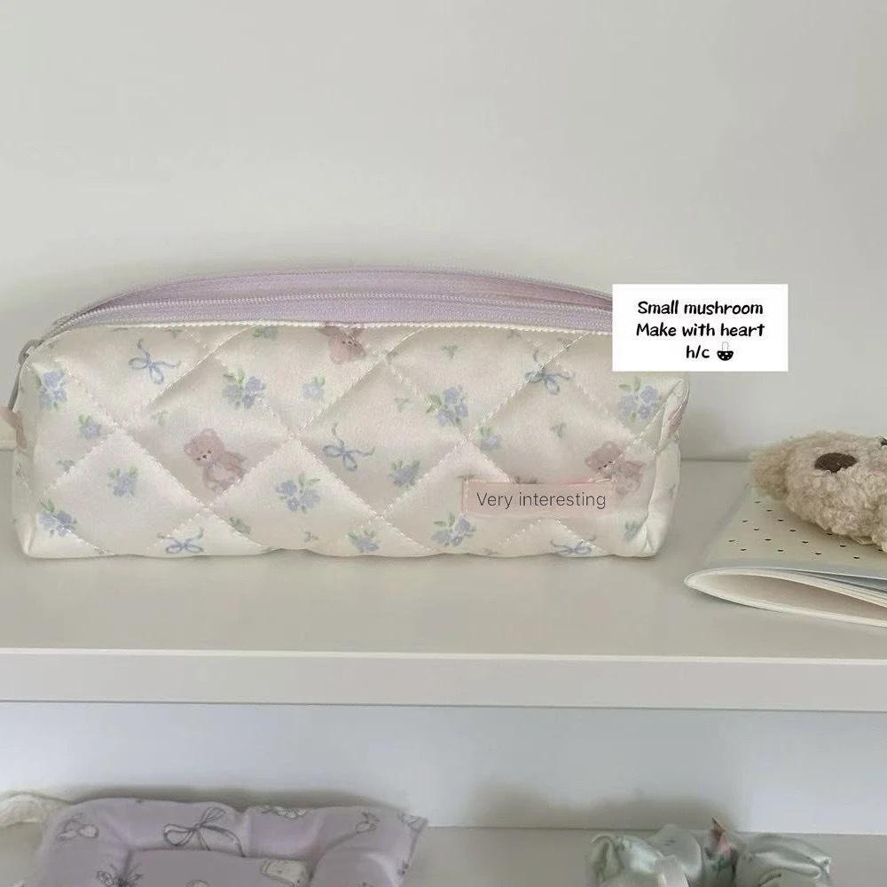 Japanese Cute Bear Floral Pencil Case - Large Capacity Student Stationery Bag