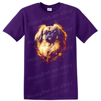 Dog Portrait T Shirt Cute Pekingese Dog Lover Gift Fire Design Tee