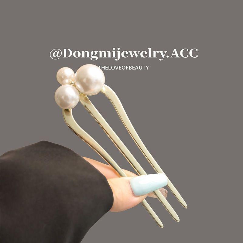 Imitation Pearl Three-tooth Hair Comb Chinese Style Hairpin Hanfu Cheongsam Hair Accessories