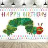 Adorable Colorful Caterpillar Theme Banner Photography Backdrop, Children's Birthday Party, Home Decoration Photography Backdrop