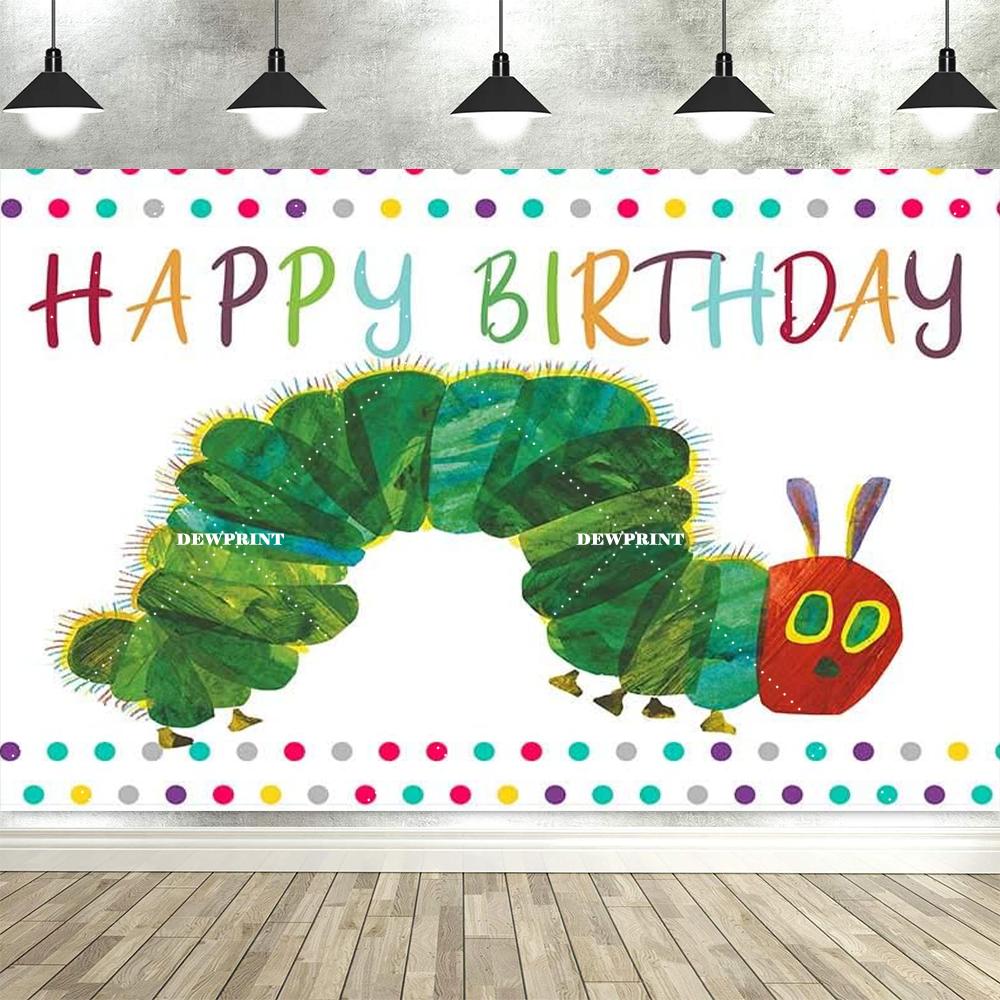 Adorable Colorful Caterpillar Theme Banner Photography Backdrop, Children's Birthday Party, Home Decoration Photography Backdrop