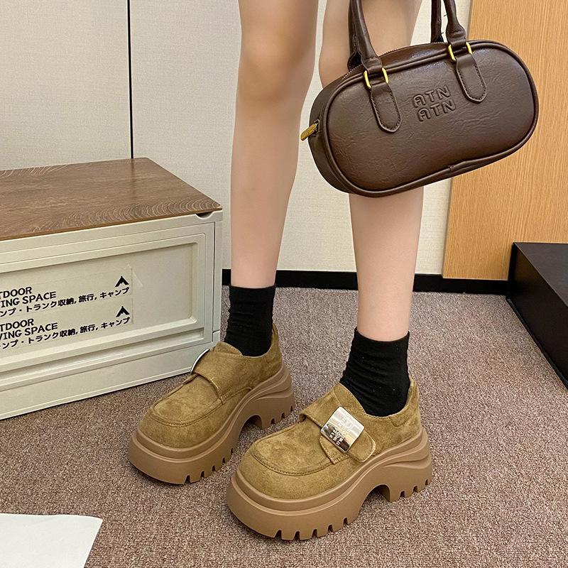 

Ретро круглый носок, неглубокий вырез, женские новые модные демисезонные универсальные туфли на квадратном каблуке, слипоны 40 хаки