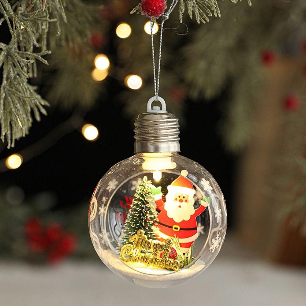 Cute Christmas Transparent Hanging Balls Plastic Elk/Santa Claus/Snowman Xmas Tree Hanging Ball Party Home Decoration