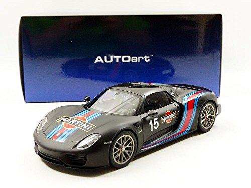 AUTOart 1/18 Scale Porsche 918 Spyder Weissach Package Black with Martini Stripes