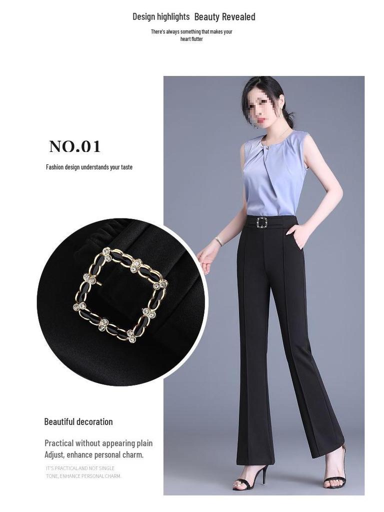 Women's Versatile Micro-Flare Pants - Comfortable High-Waisted, Slimming Wide-Leg for Spring/Summer