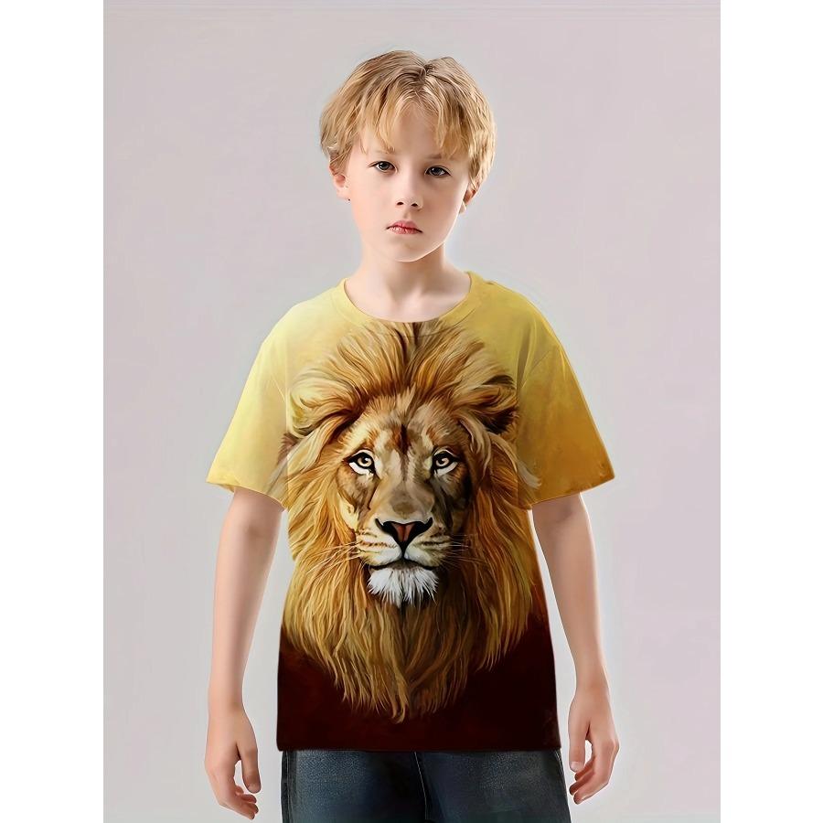 

Футболка Arrival Summer Wolf Lion Graphic для детей - активная, дышащая и эластичная летняя футболка для мужчин с коротким рукавом и 3D-принтом 6XL