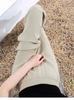 Women's Plus Size Black Ice Silk Wide-Leg Summer Pants - Loose, Slimming, High Elastic, Cool Straight-Leg Design.