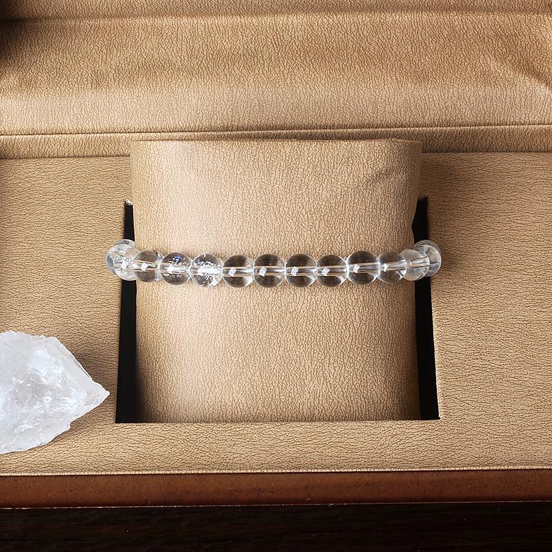 Genuine Clear Quartz Bead Bracelet Women Men Natural Stone Rock Crystal Elastic Bangle Purify the Soul Yoga Meditation Jewelry