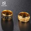 Stainless Steel Transfer Ring for Men Punk Rotatable Finger Rings Male Charm Gift Vintage Gold Color Party Jewelry