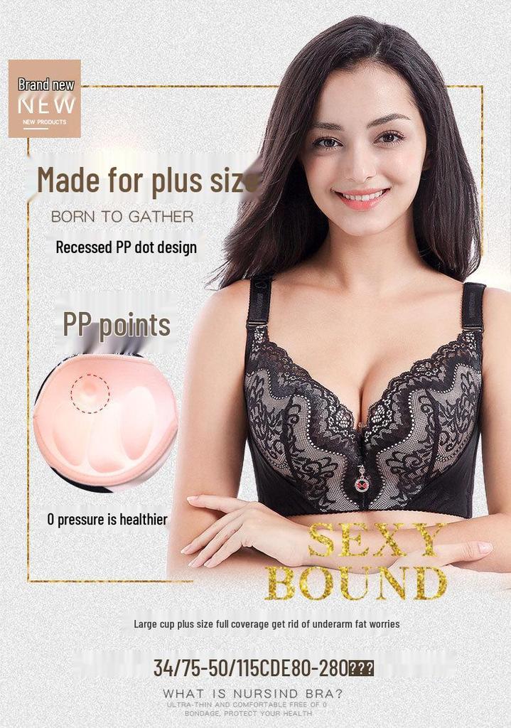 Plus Size Lace Underwire Support Bra for Full Cup Women - Autumn/Winter Collection