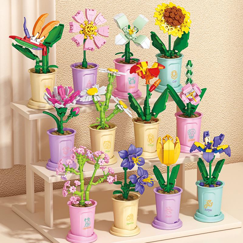 Lele Brothers Flower Building Blocks: Children's Educational Toy - Eternal Flower Jigsaw Puzzle